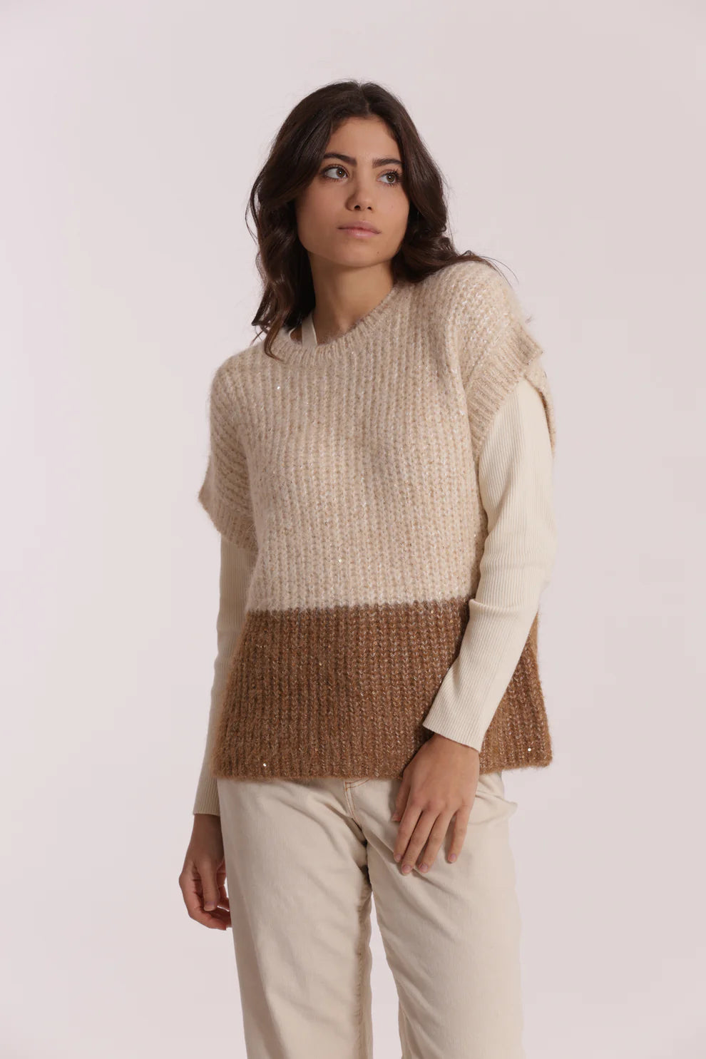 MAGLIA OVER MANICHE CORTE BICOLOR MIMI-MUA