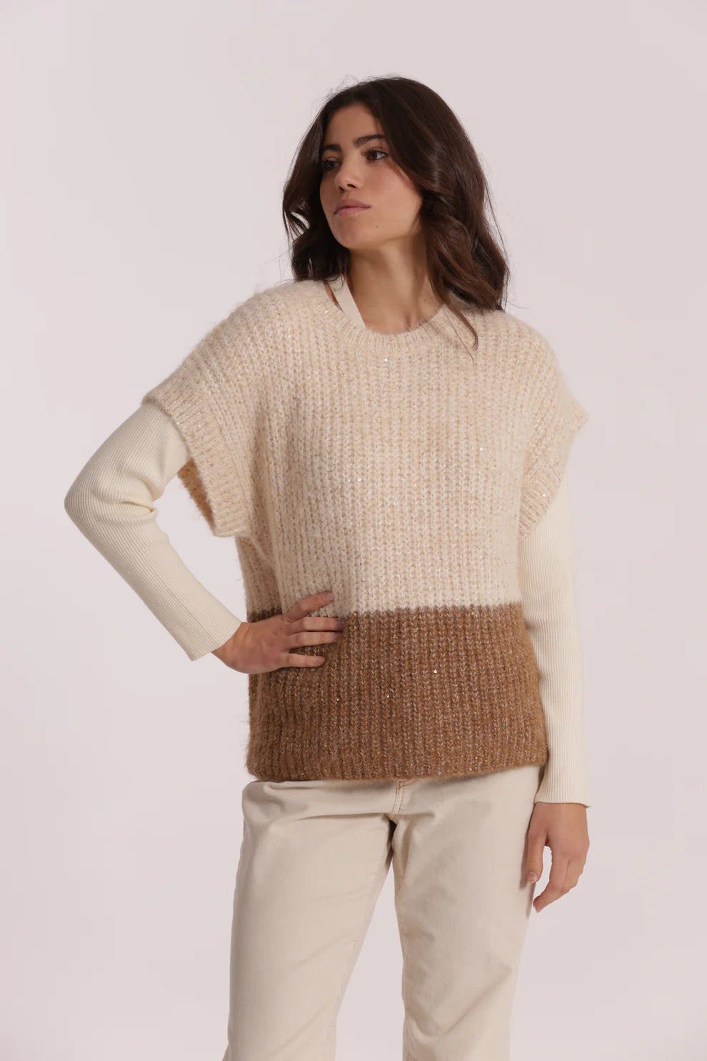 MAGLIA OVER MANICHE CORTE BICOLOR MIMI-MUA