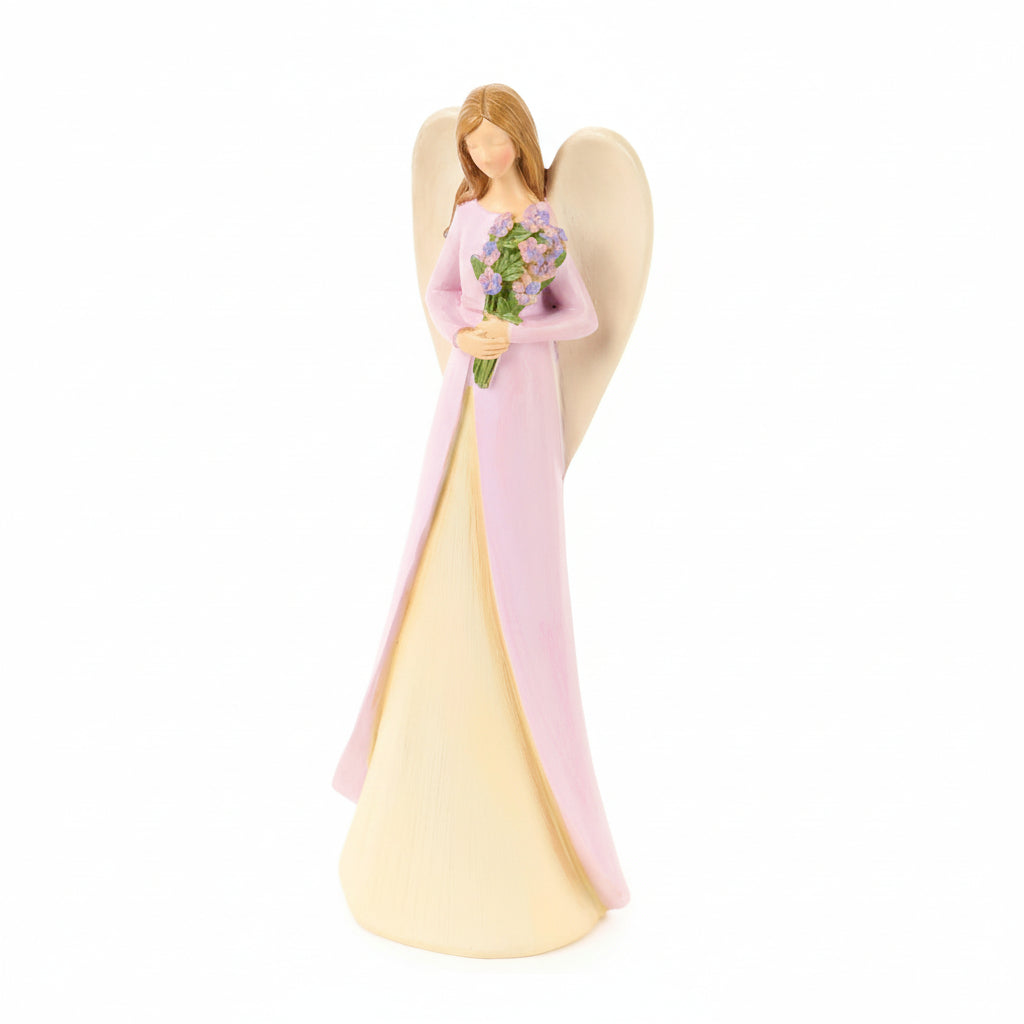 Angeli con fiori e cuore in resina Demetra Rosa - Nuvole di Stoffa