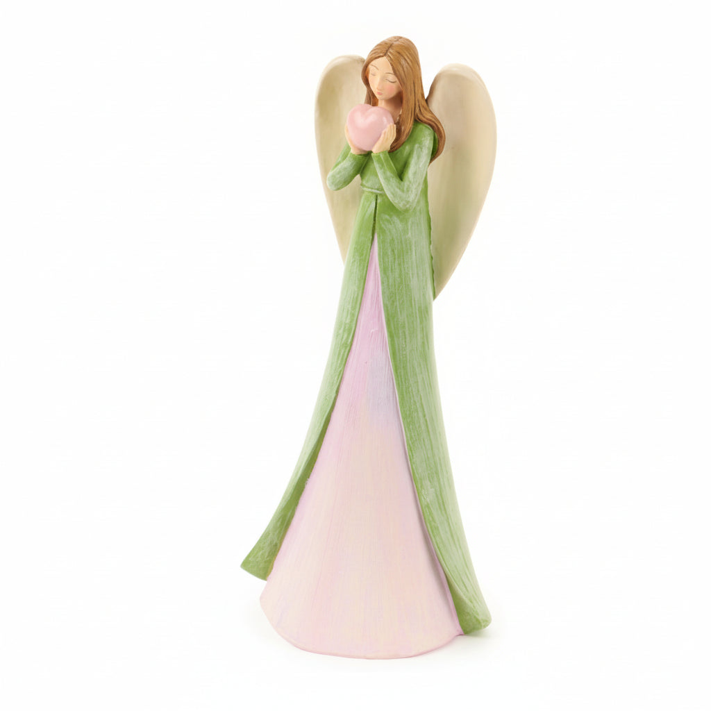 Angeli con fiori e cuore in resina Demetra Rosa - Nuvole di Stoffa