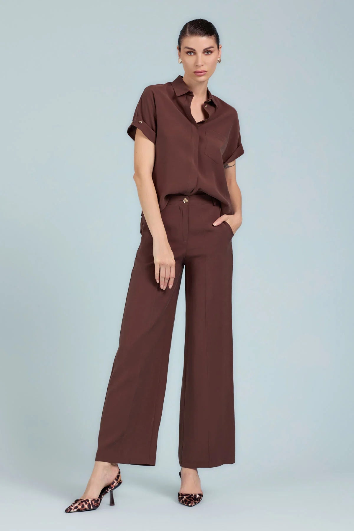 CAMICIA CON BOTTONI MANICHE IN CUPRO TAKE TWO
