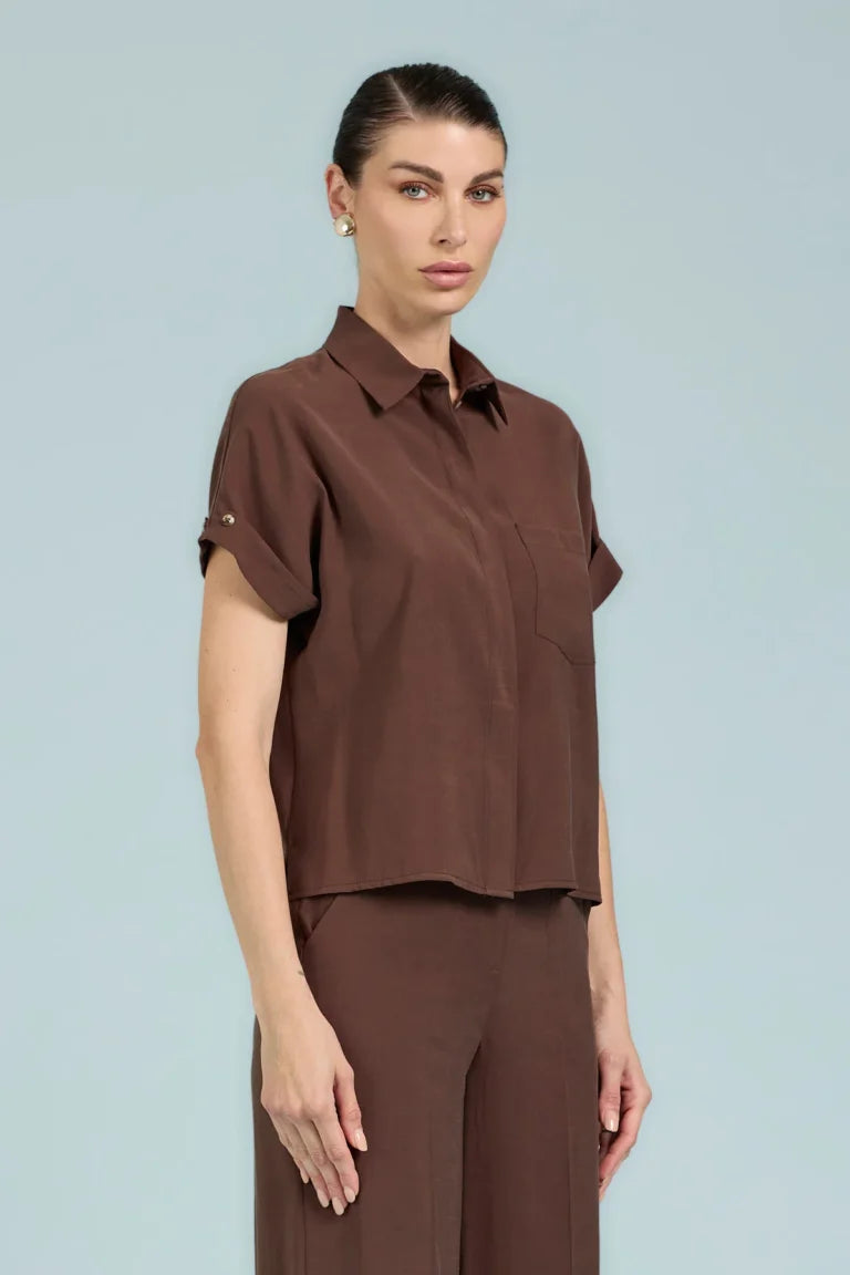 CAMICIA CON BOTTONI MANICHE IN CUPRO TAKE TWO