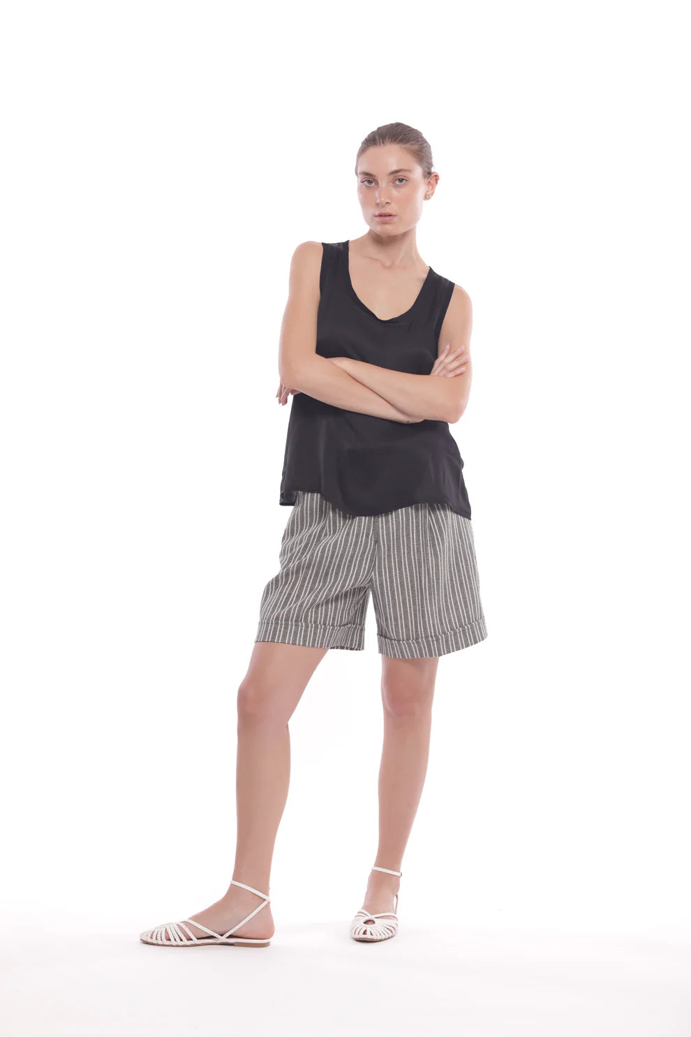 PANTALONE SHORT CON MOTIVO A RIGHE JACQUARD MIMI-MUA