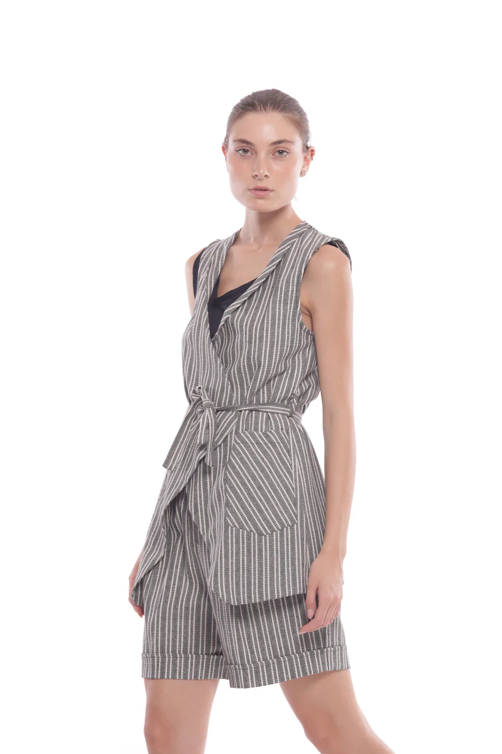 GILET LUNGO CON MOTIVO A RIGHE JACQUARD MIMI-MUA