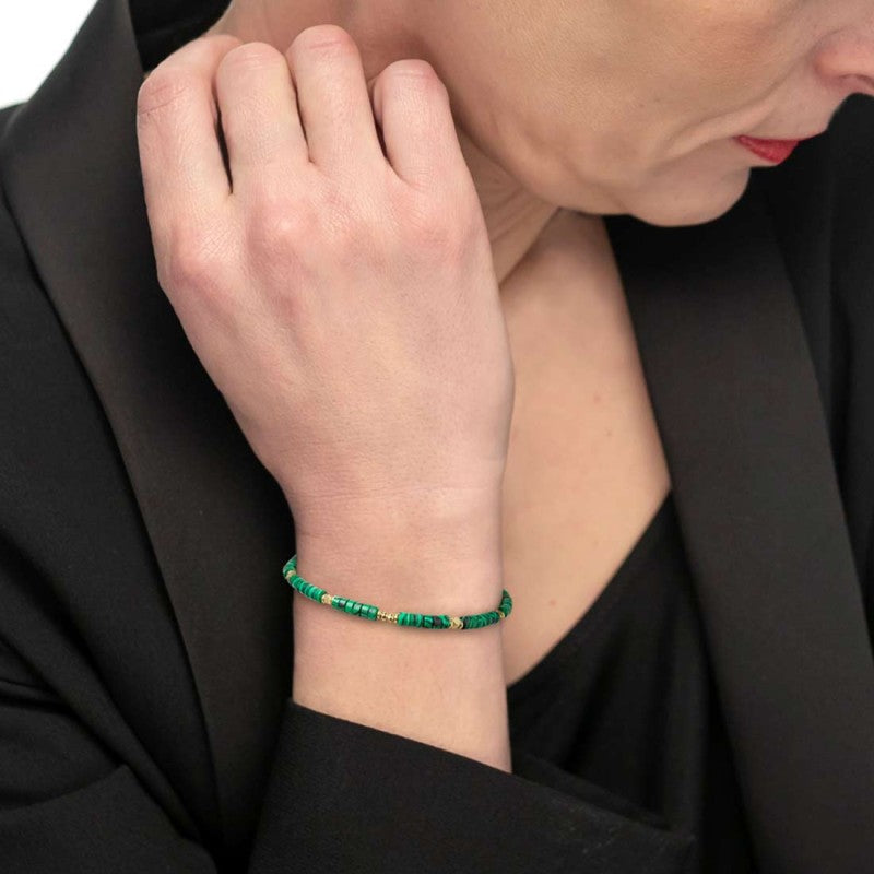 Bracciale con pietre a rondelle verde MARLU'