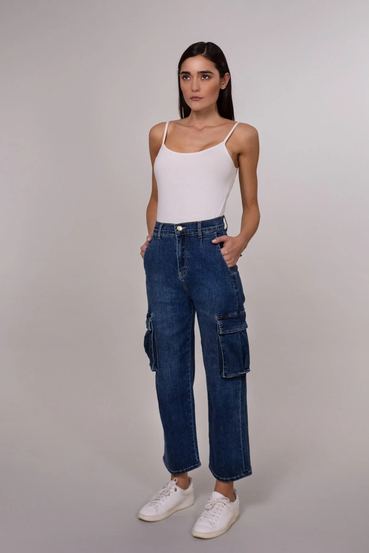 JEANS CARGO ANDREA WHITE WISE