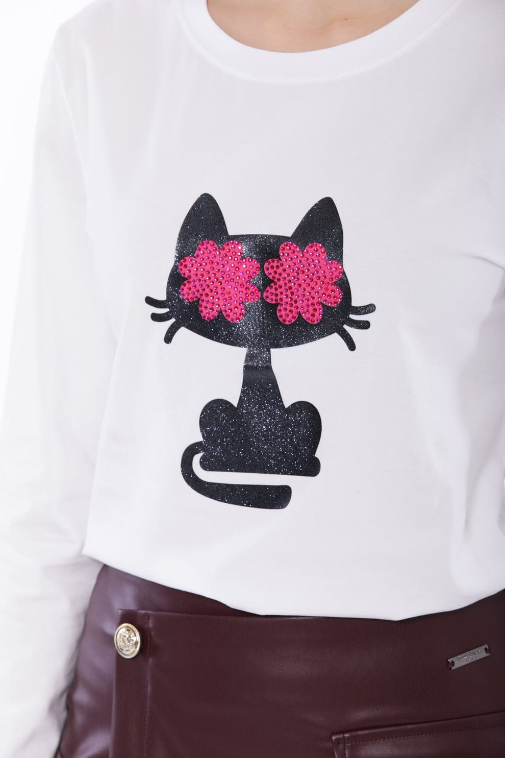 T-SHIRT GATTO OCCHI A FIORE MIMI-MUA