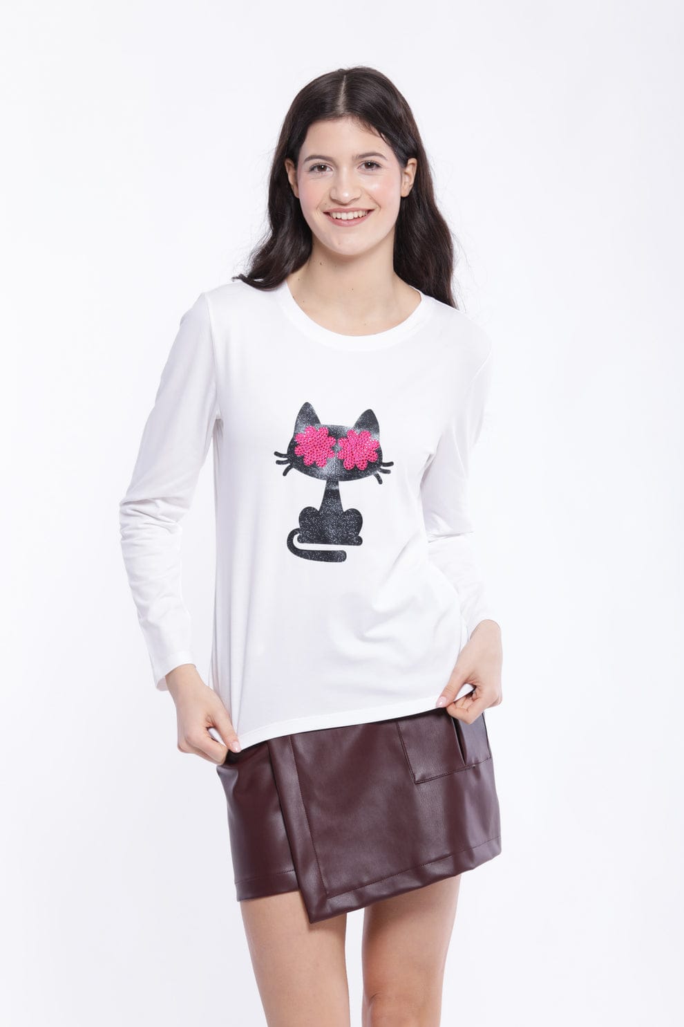 T-SHIRT GATTO OCCHI A FIORE MIMI-MUA