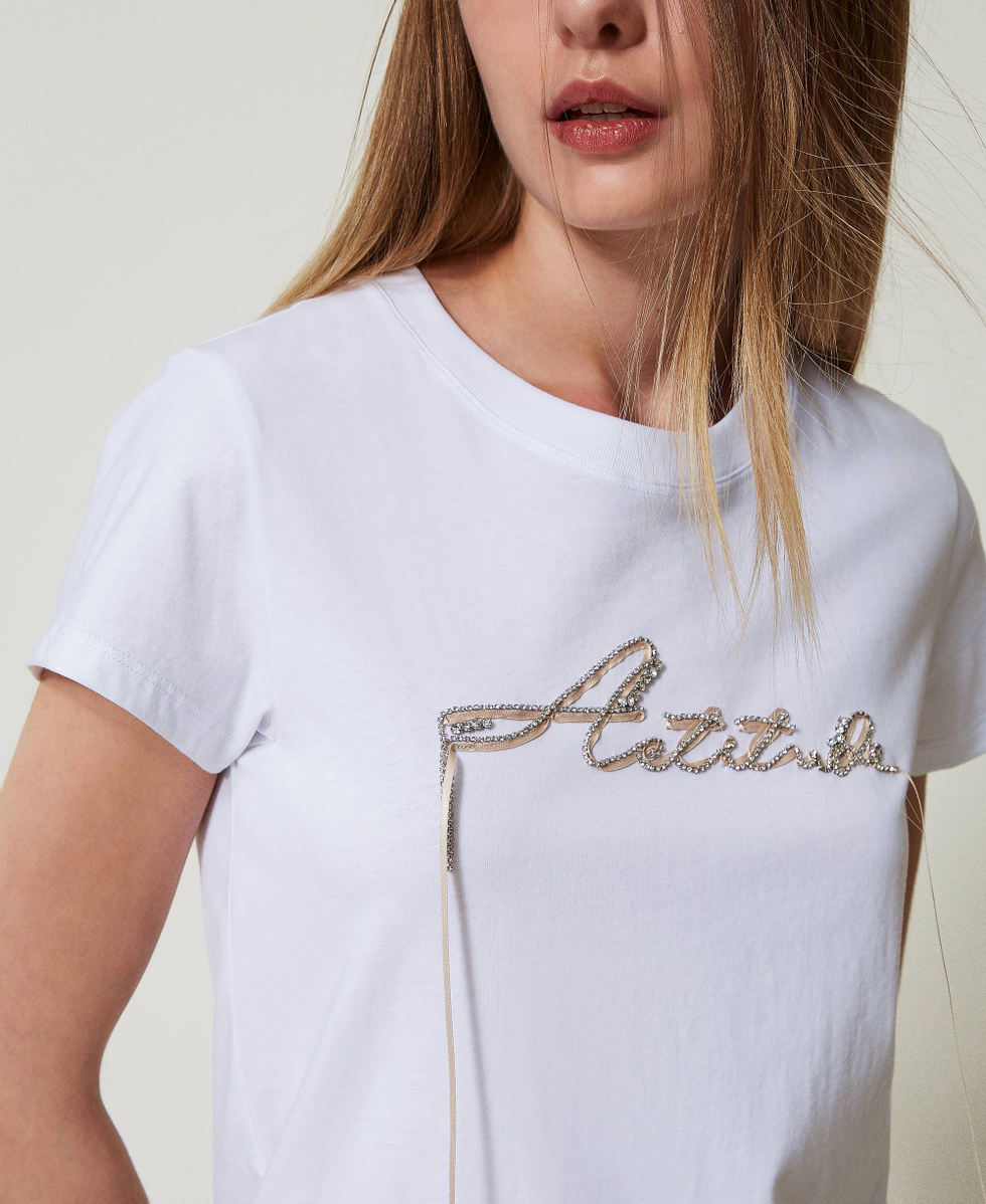 T-shirt con logo e strass TWINST