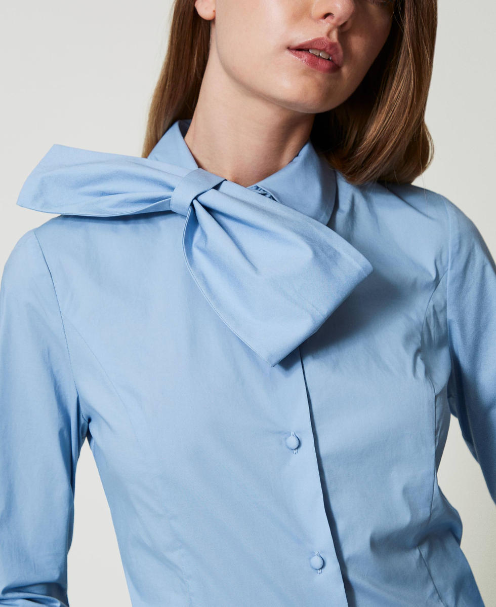 Camicia in popeline con fiocco TWINSET