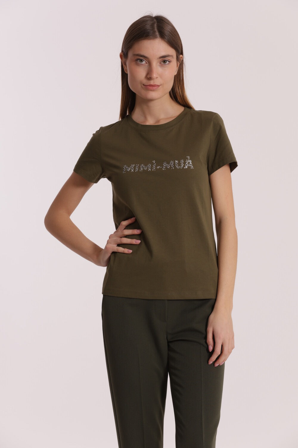 T-SHIRT CON LOGO STRASS MIMI-MUA