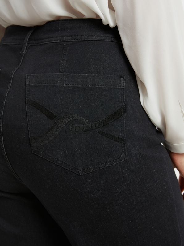 Wide-leg jeans in black denim Mat