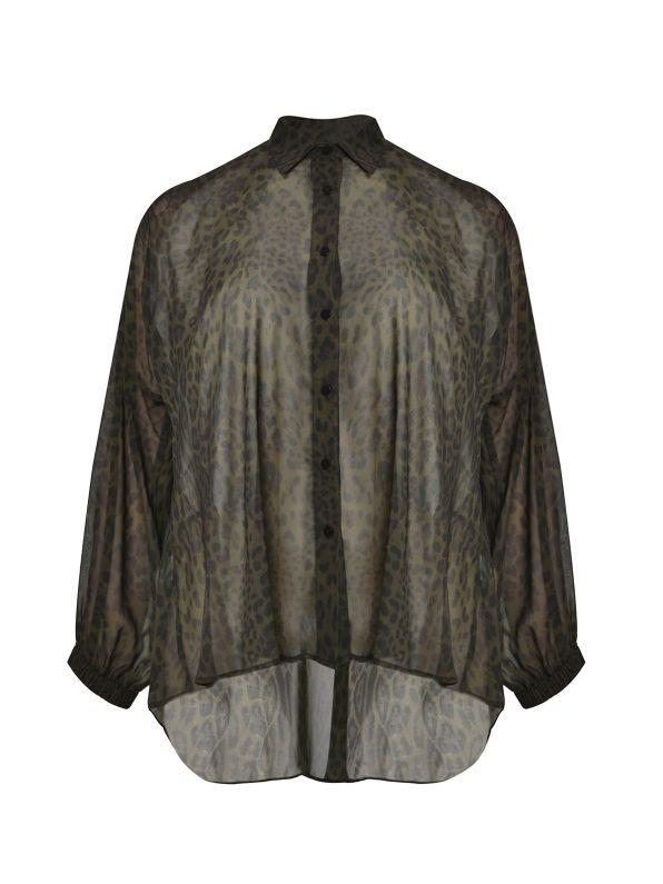 Camicia trasparente con stampa animalier Mat