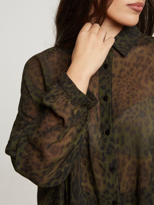 Camicia trasparente con stampa animalier Mat