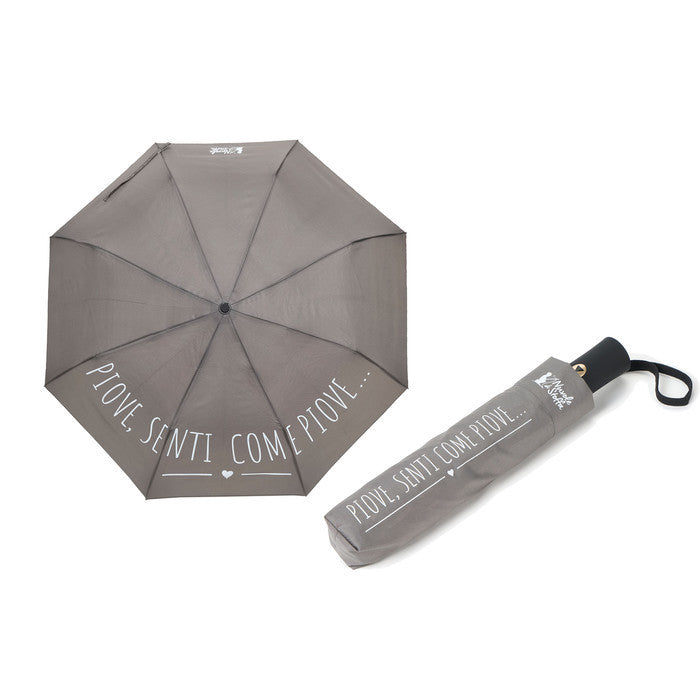 Ombrello pieghevole con custodia “piove, senti come piove…” – My Home
