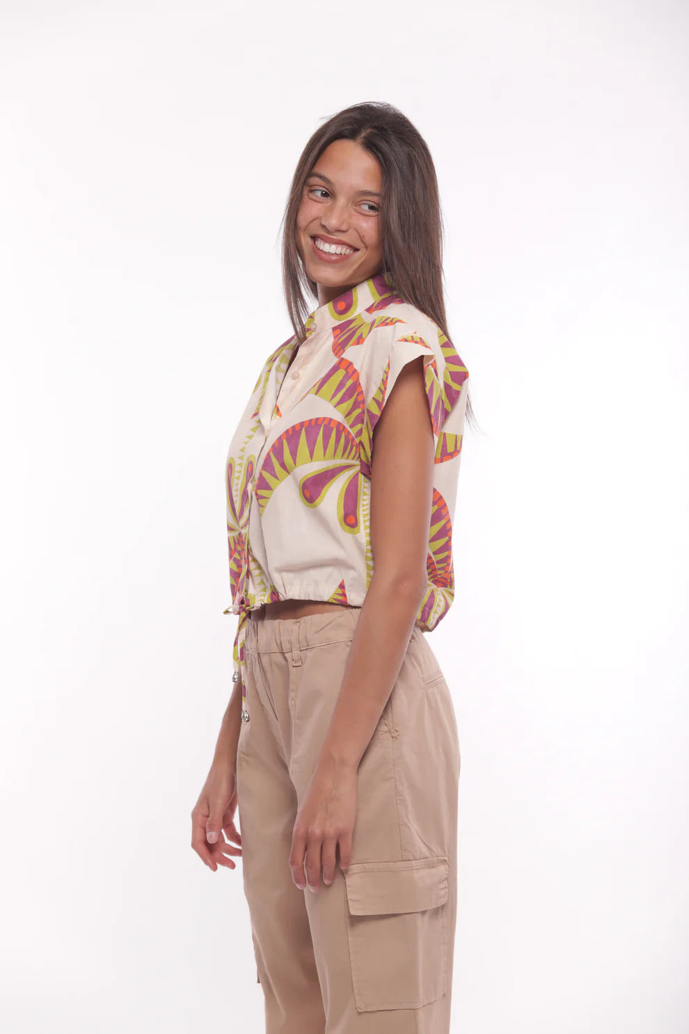 CAMICIA CROPPED FANTASIA PALMS MIMI-MUA