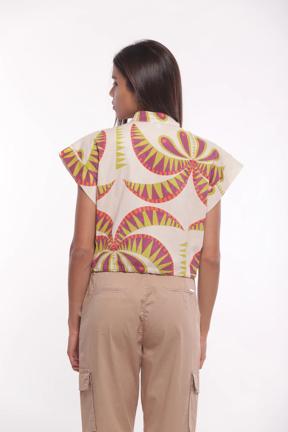 CAMICIA CROPPED FANTASIA PALMS MIMI-MUA