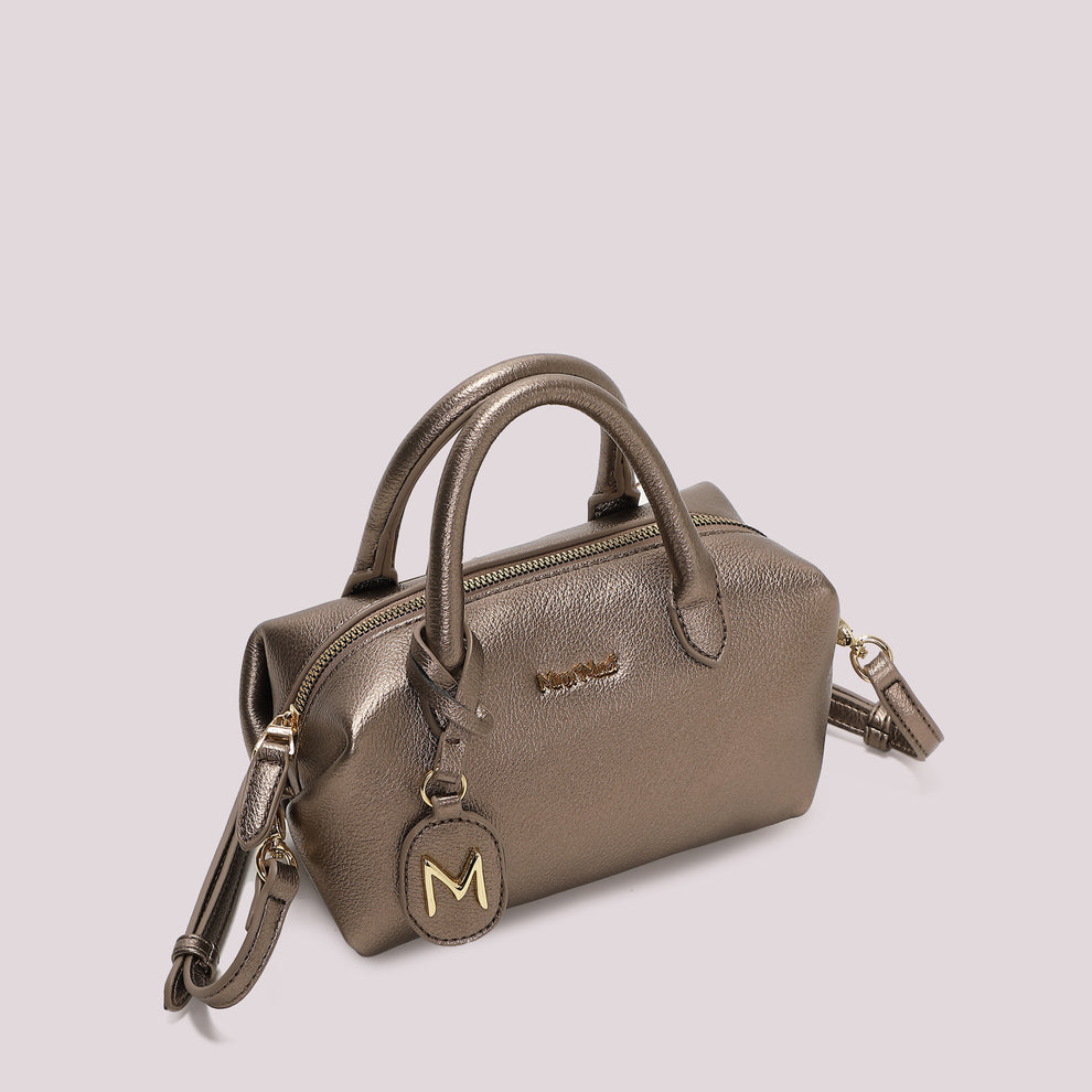 BORSA A BAULETTO PICCOLA CON TARGHETTA LOGATA MIMI-MUA
