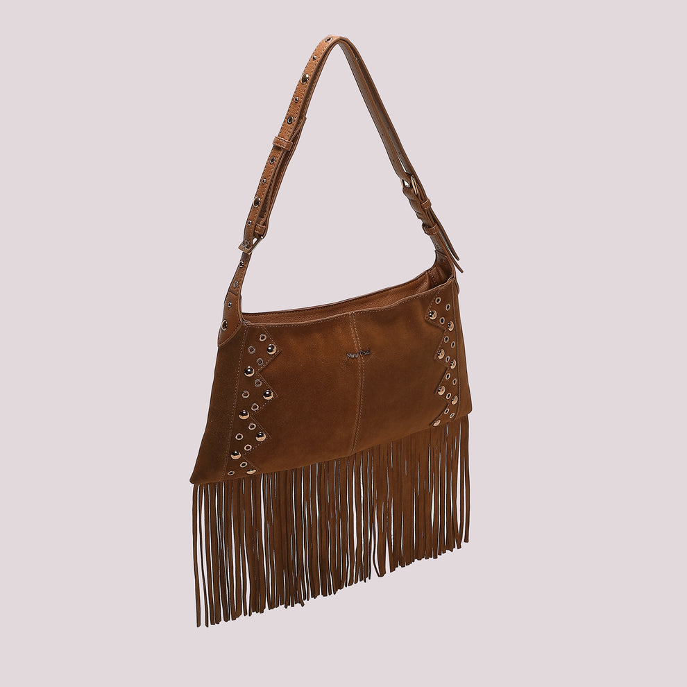 BORSA A TRACOLLA CON FRANGE E BORCHIE MIMI-MUA
