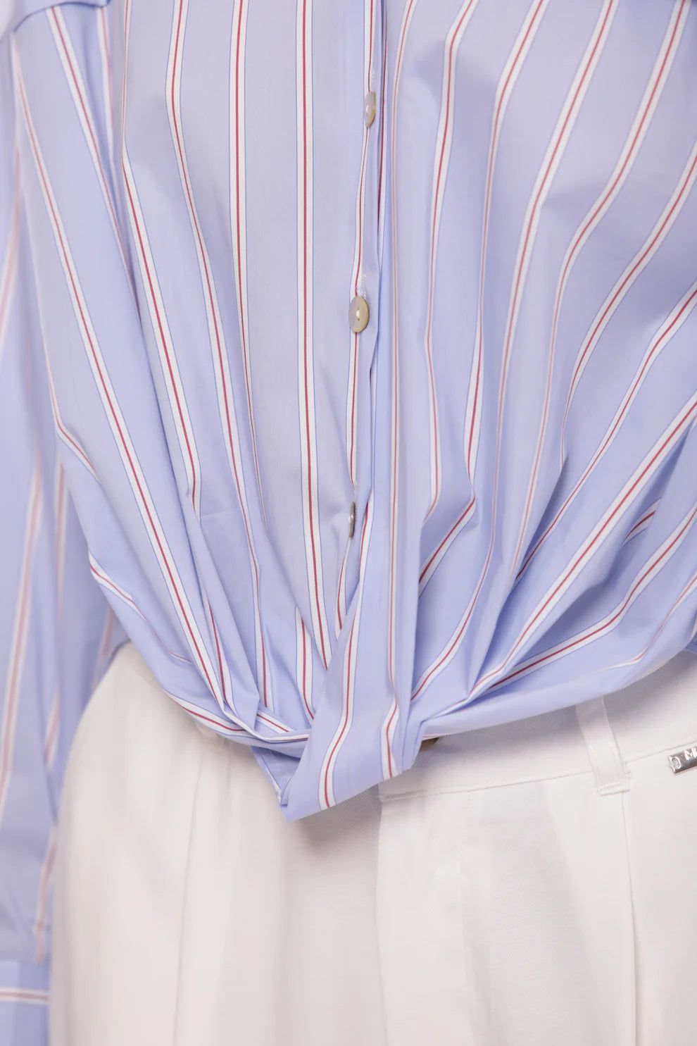 CAMICIA IN COTONE A RIGHE CON NODO MIMI-MUA