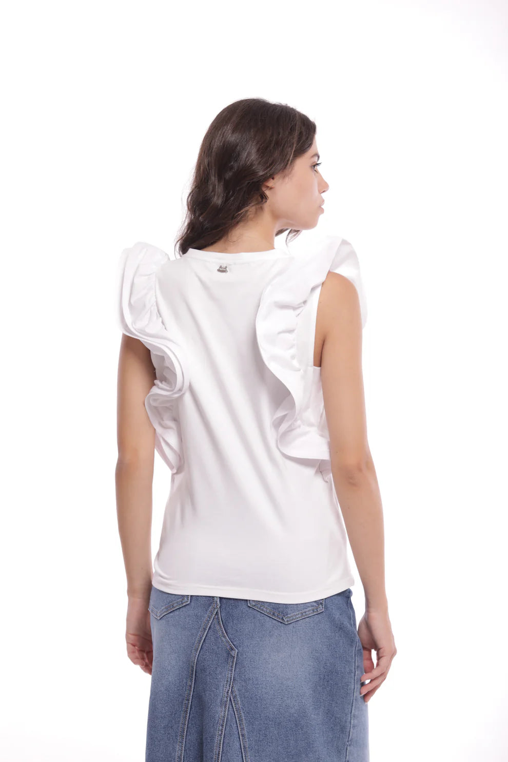 T-SHIRT CON VOULANT "RIGIDE" SU MANICHE MIMI-MUA