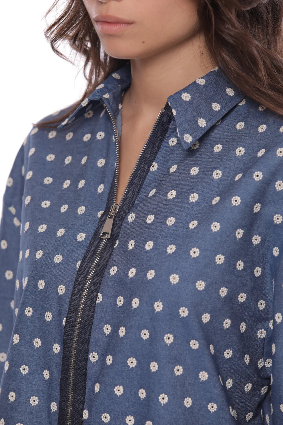 GIACCA CROPPED IN CHAMBRAY RICAMATO MIMI-MUA