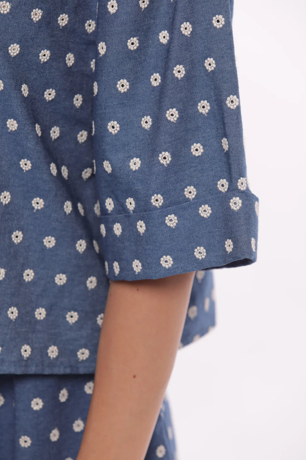 GIACCA CROPPED IN CHAMBRAY RICAMATO MIMI-MUA