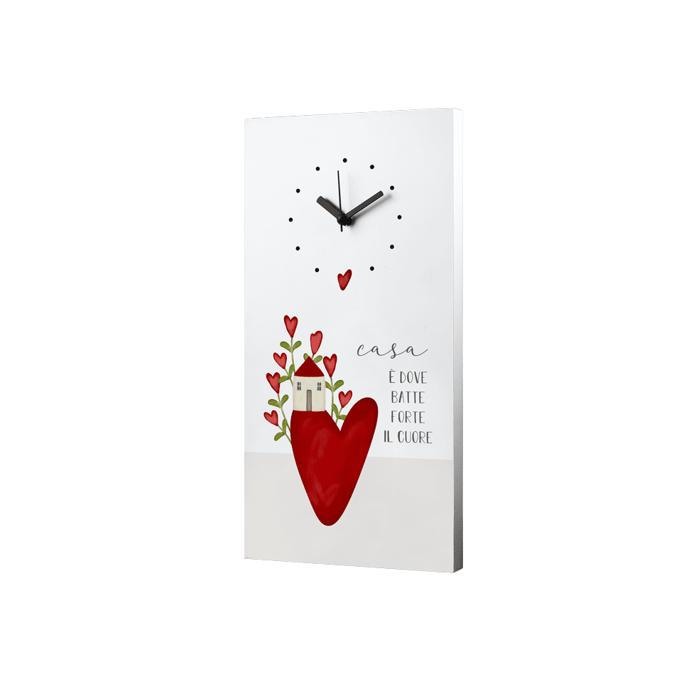 Orologio Rettangolare – Casa è dove batte forte il cuore