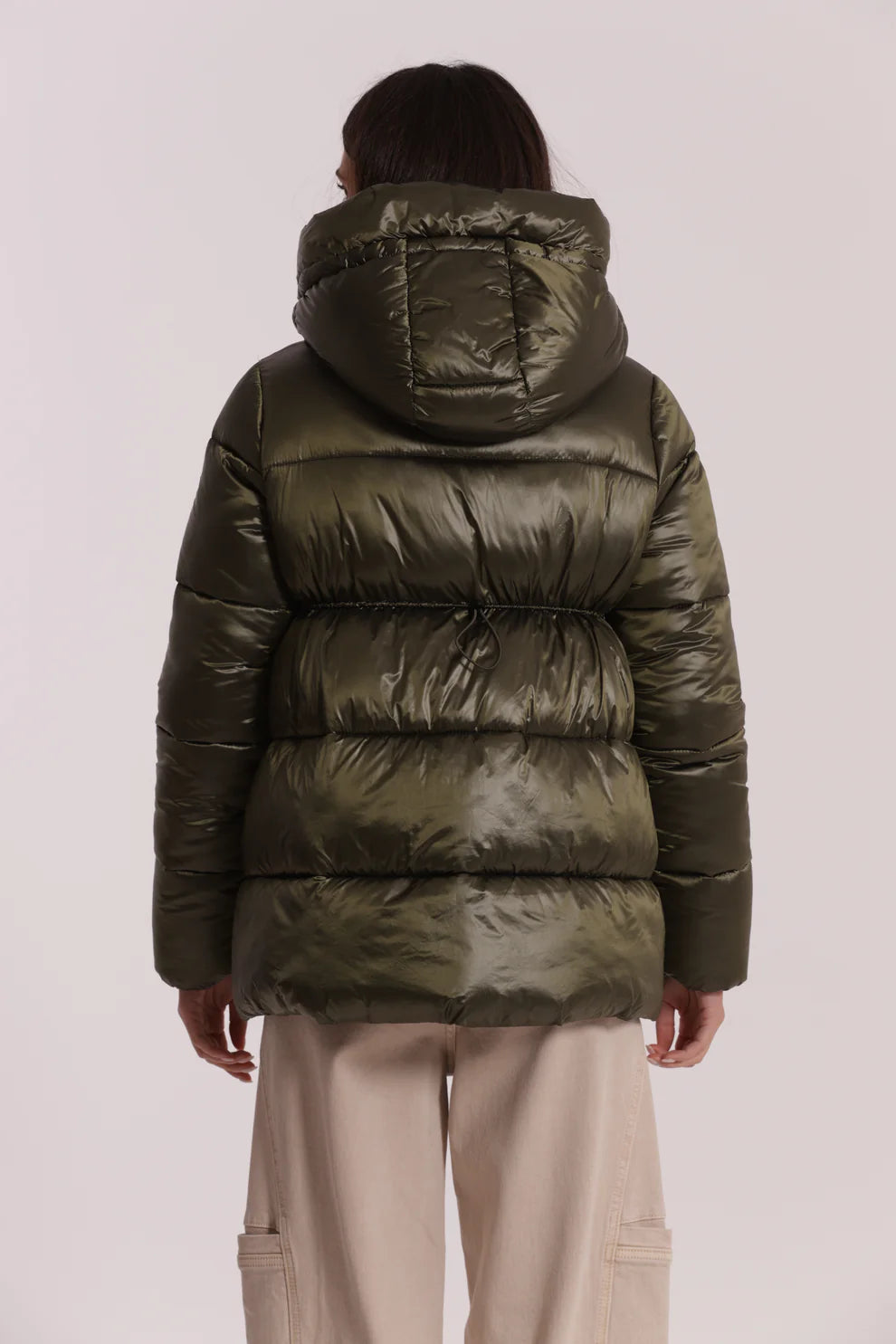 PIUMINO CORTO CON CAPPUCCIO TRAMA GEOMETRICA MIMI-MUA