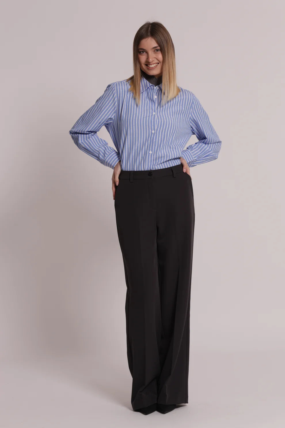 CAMICIA A RIGHE CON STRASS MIMI-MUA