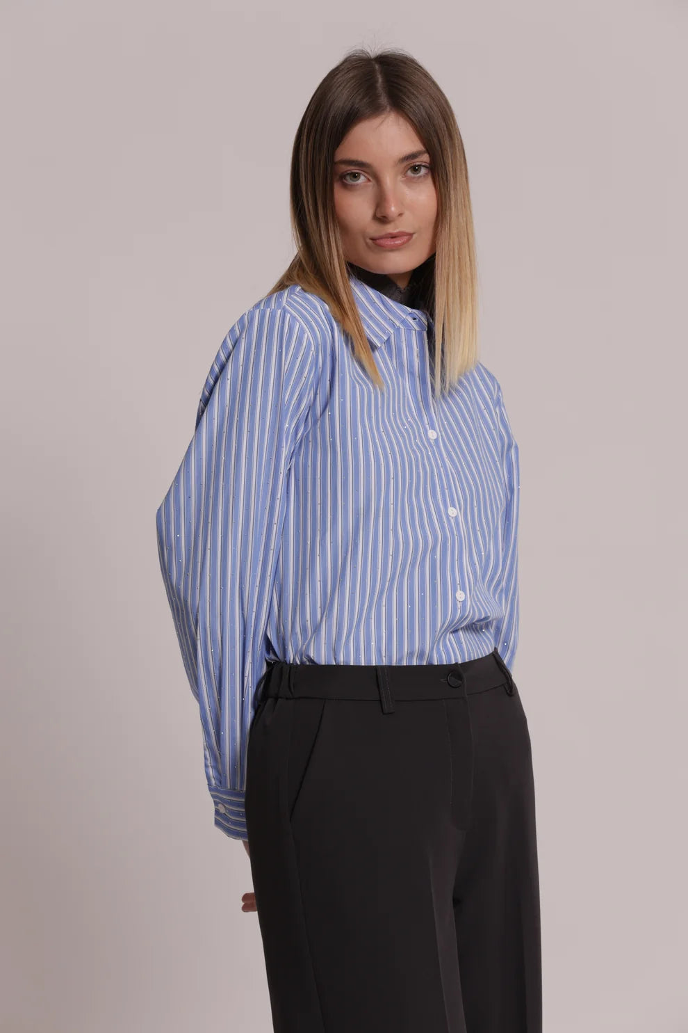 CAMICIA A RIGHE CON STRASS MIMI-MUA
