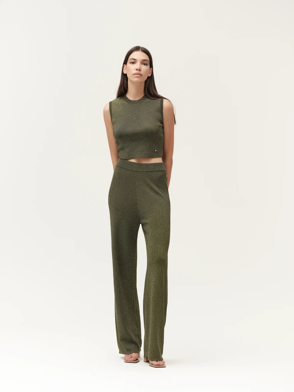 PANTALONI IN MAGLIA LUREX WHITE WISE