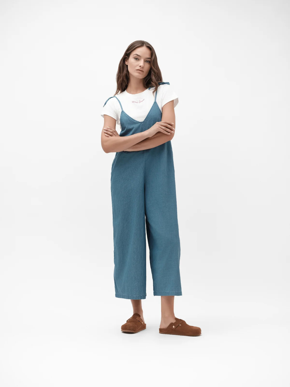 ROSS – TUTA IN CHAMBRAY A BRETELLINE CON FIOCCO WHITE WISE