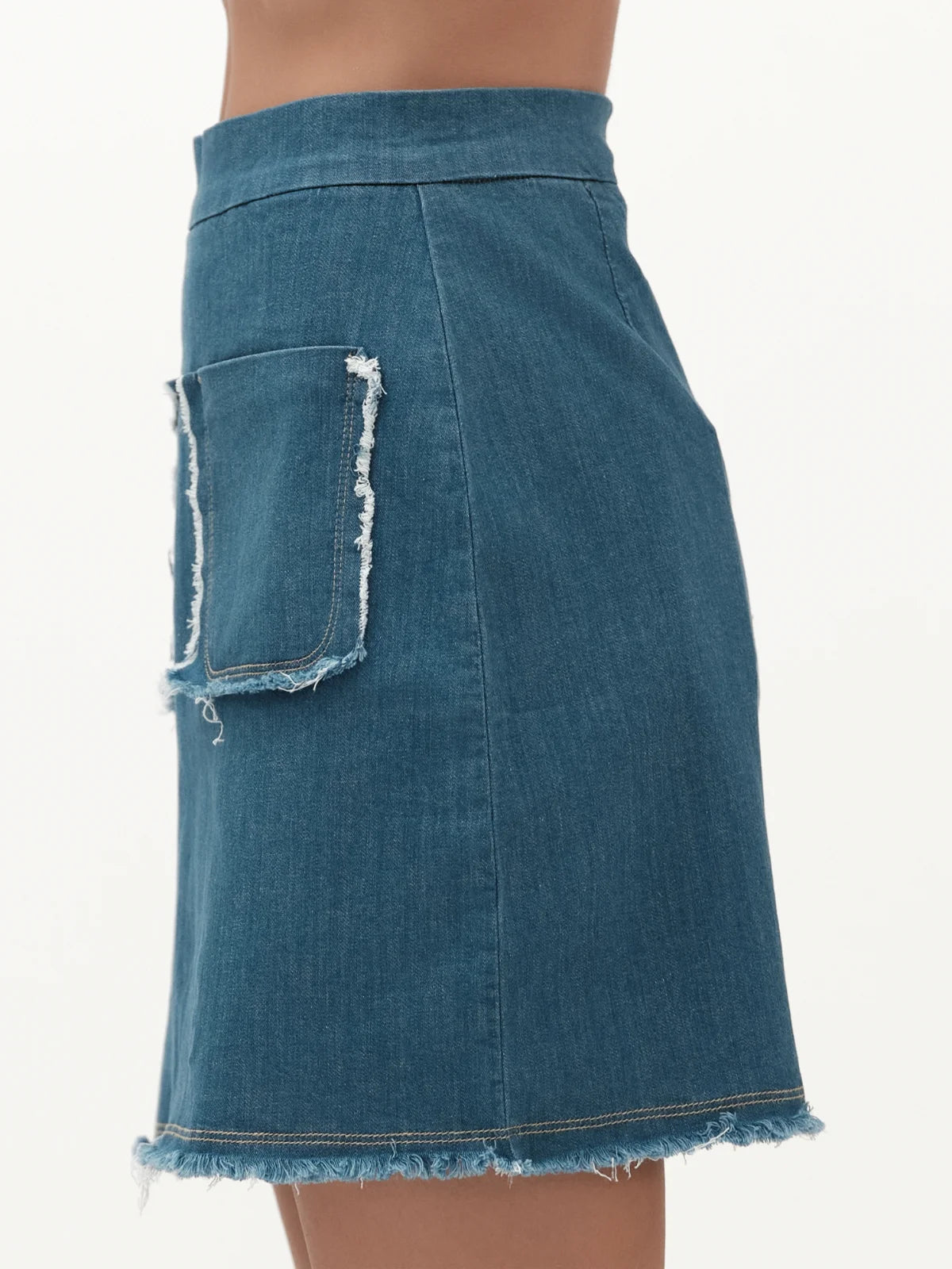 ROSY – MINIGONNA DENIM 7oz TASCHE A TOPPA WHITE WISE