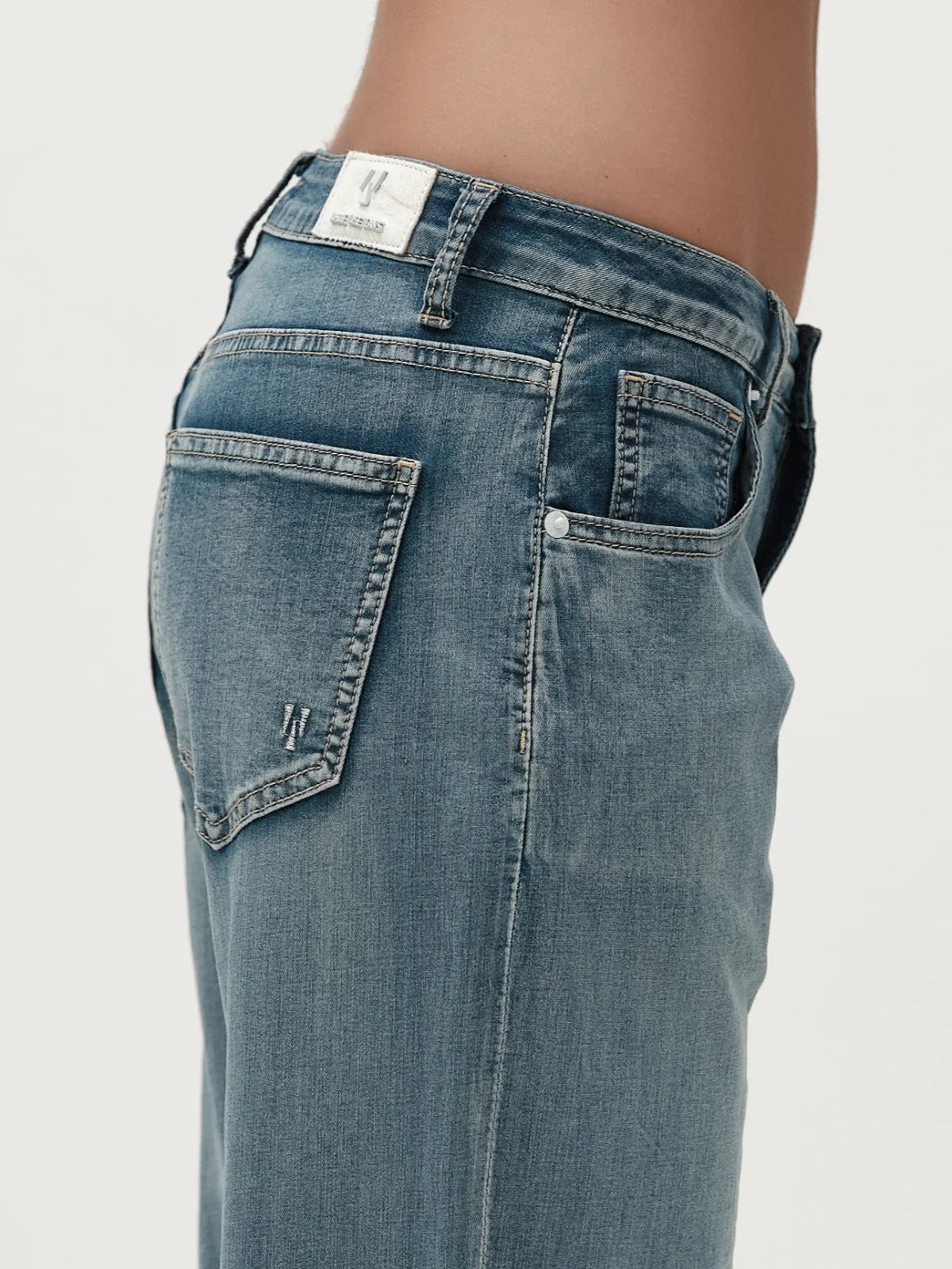 PAULINE – JEANS FLARE SUPER HIGH WAIST SFRANGIATO WHITE WISE