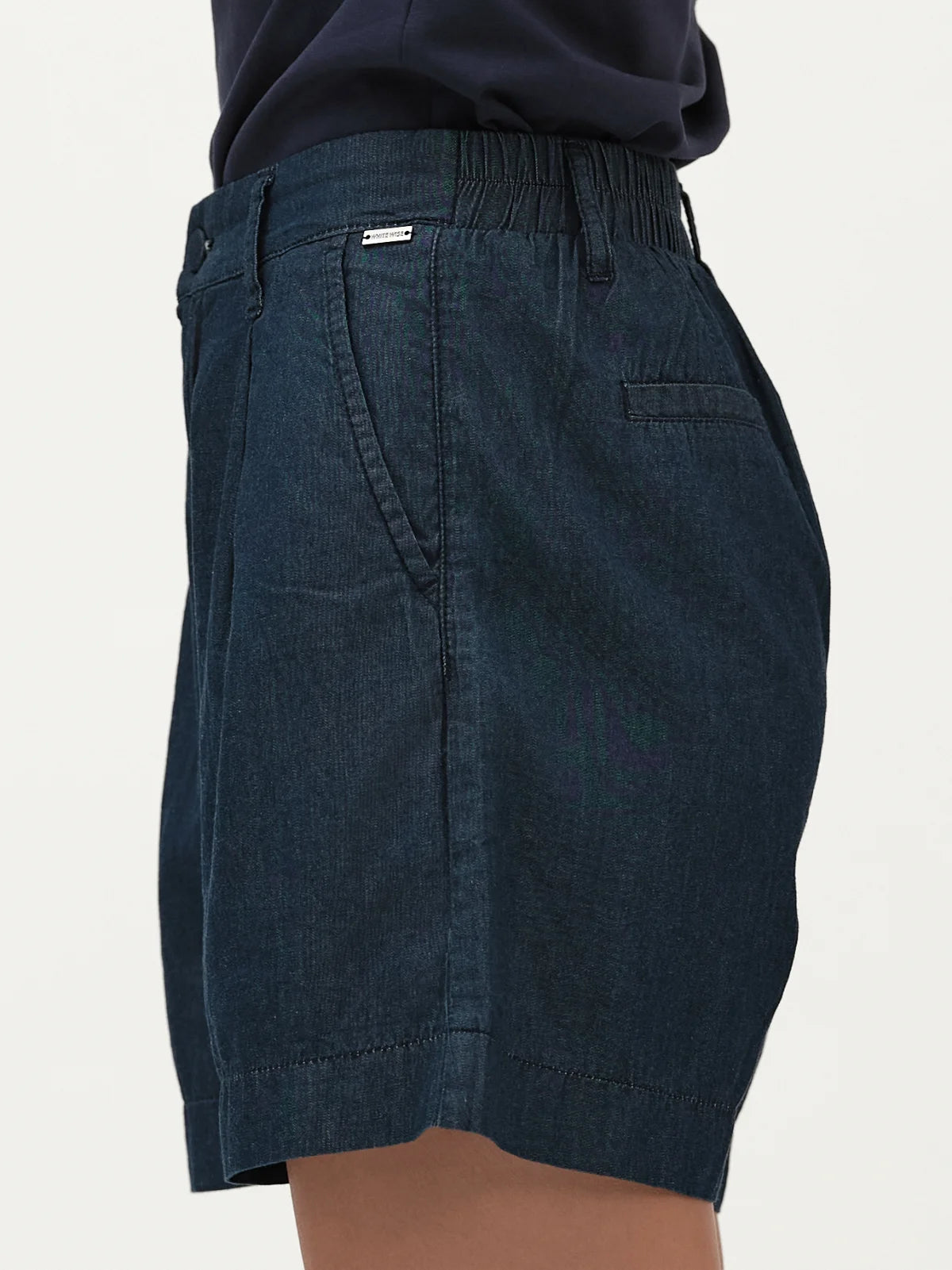 PANTALONCINO IN CHAMBRAY CON PINCES E RISVOLTO WHITE WISE