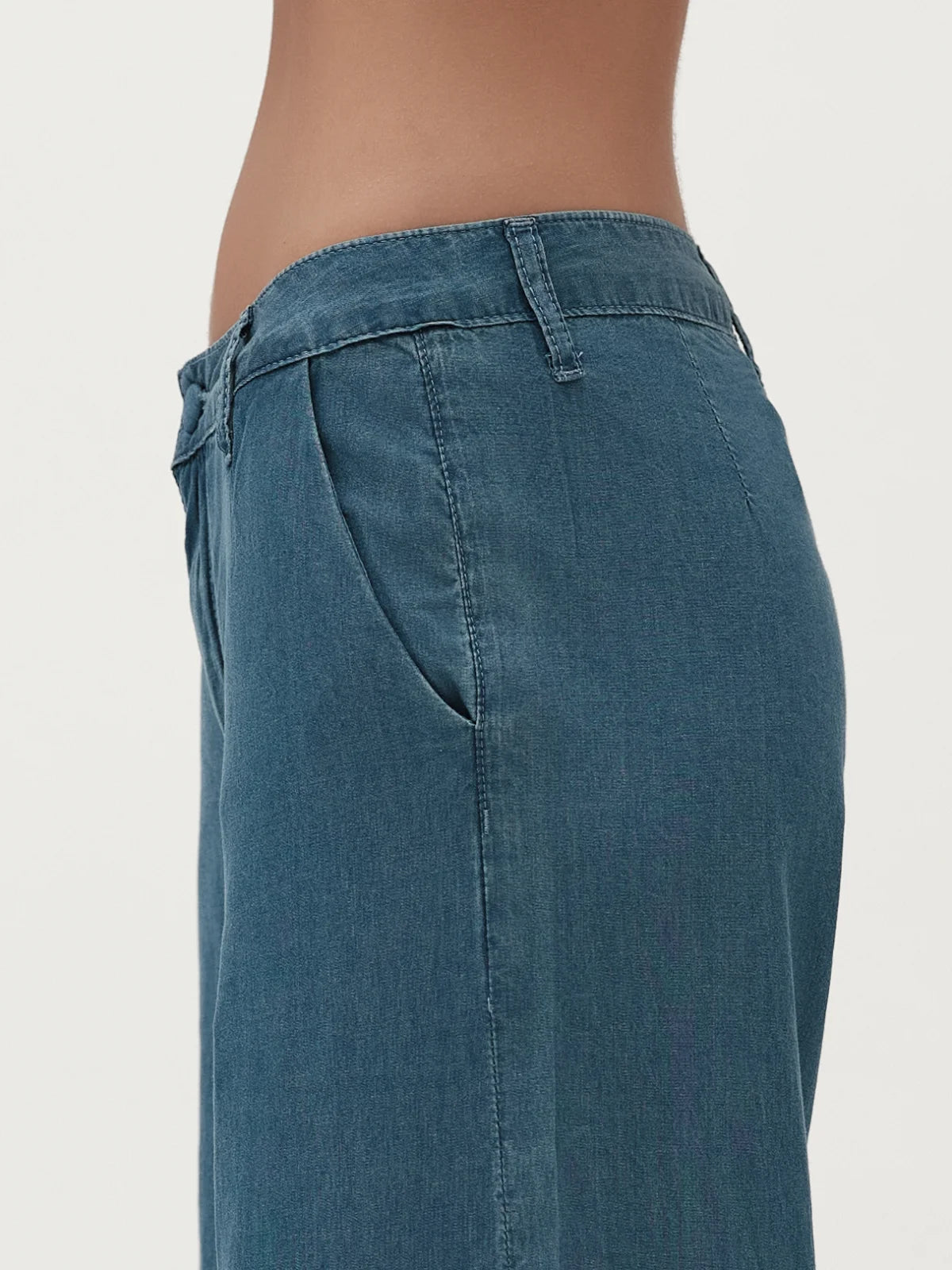 PANTALONE AMPIO IN CHAMBRAY WHITE WISE