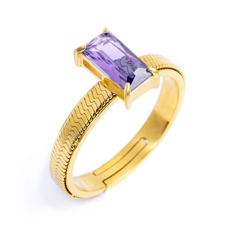 Anello con zircone baguette MARLU'