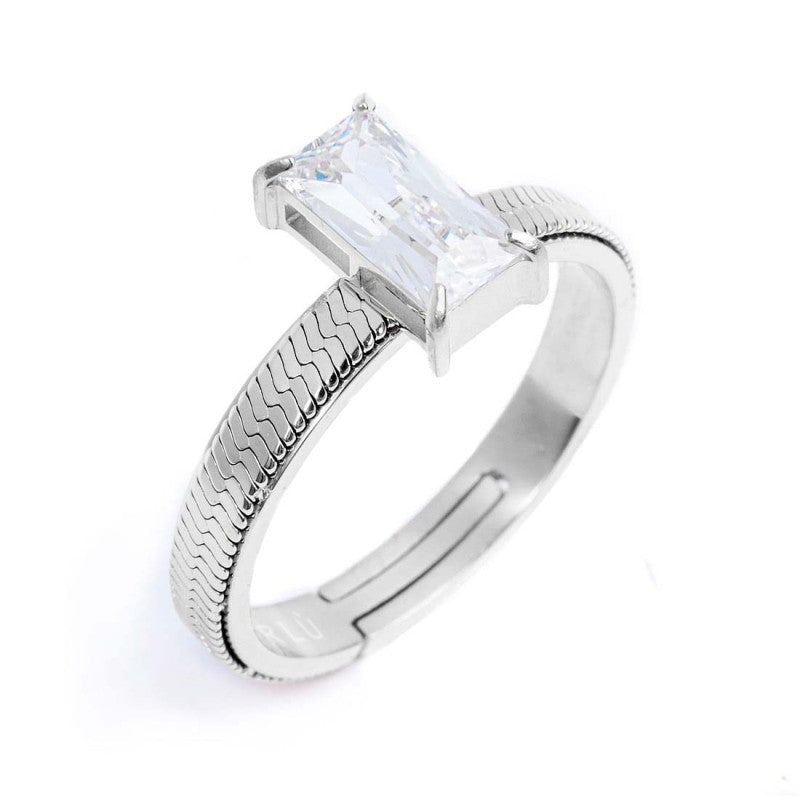 Anello con zircone baguette MARLU'