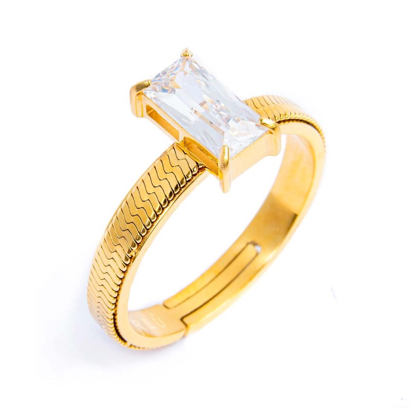 Anello con zircone baguette MARLU'