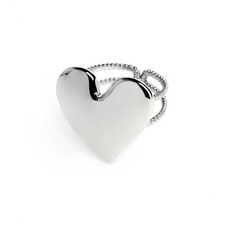 Anello doppia fascia con cuore irregolare martellato MARLU'