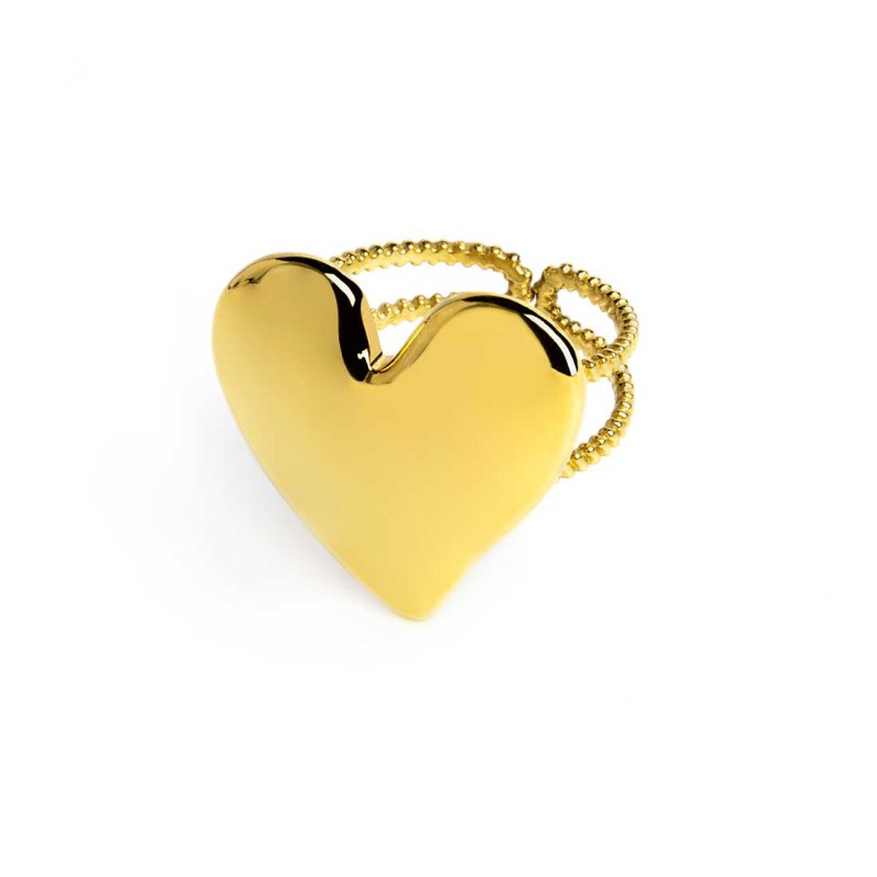 Anello doppia fascia con cuore irregolare martellato MARLU'