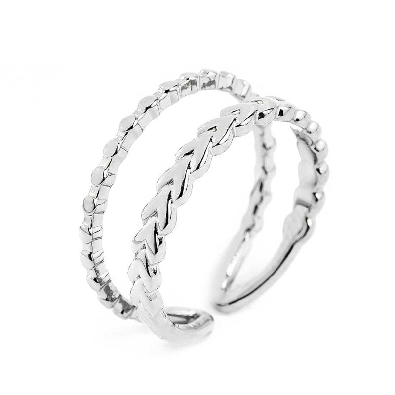 Anello doppia fascia trama puntinata e chevron MARLU'