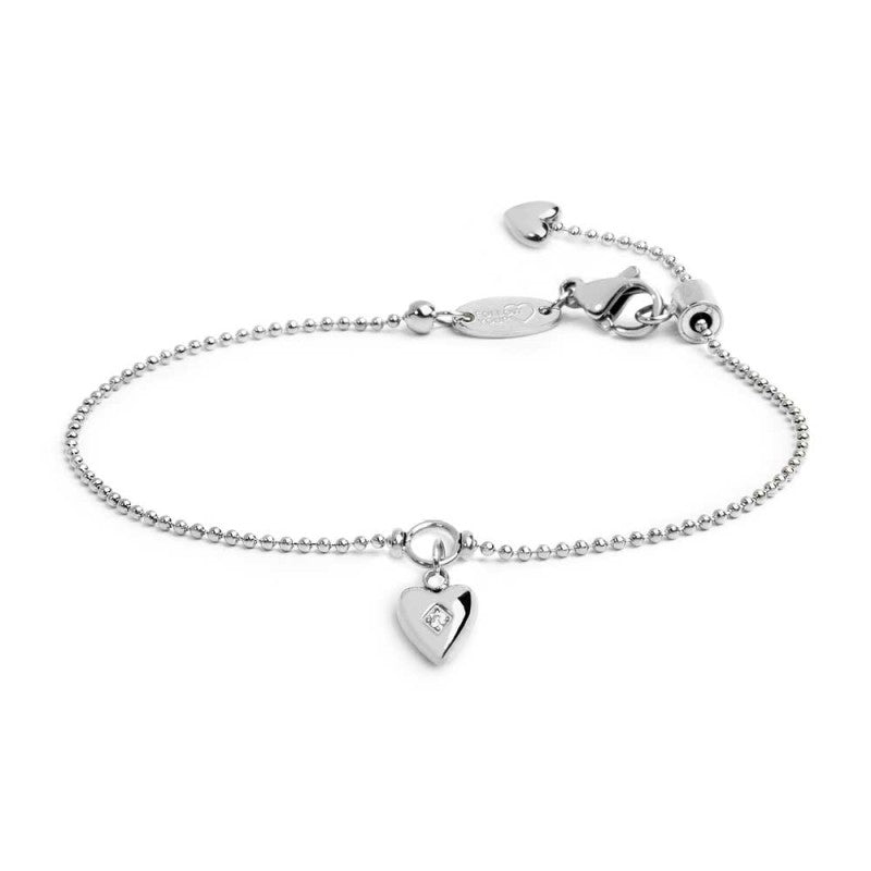 Bracciale catena a sfere con cuore con zircone Marlu