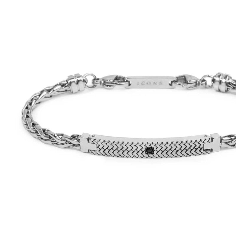 Bracciale catena a sonaglio piatta zircone centrale MARLU'