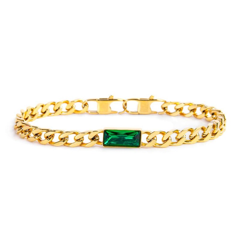 Bracciale catena grumetta con cristallo baguette centrale MARLU'