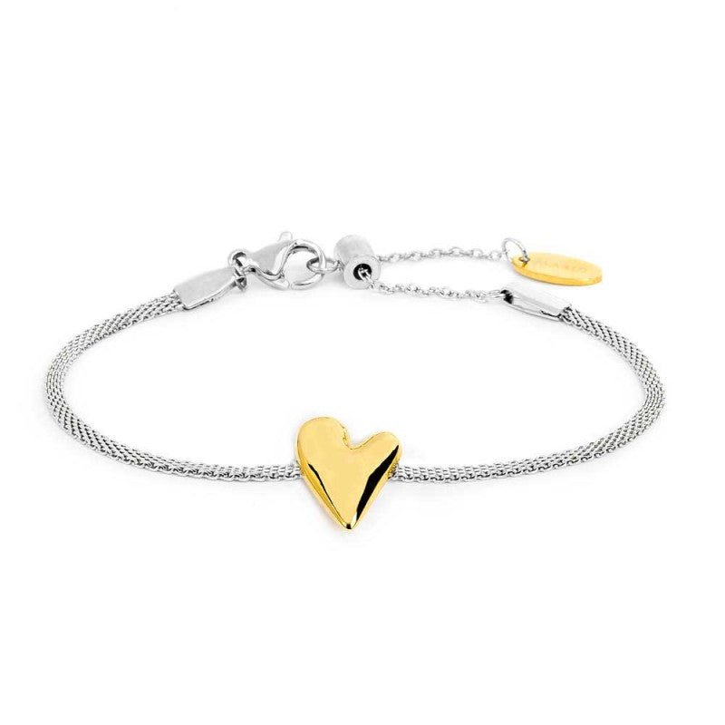 Bracciale catena mesh con cuore irregolare Marlù