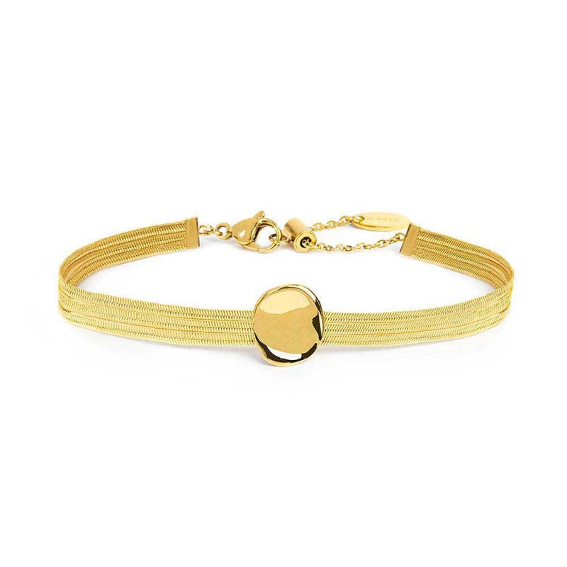 Bracciale catena snake piatta multifilo con bottone martellato Marlù