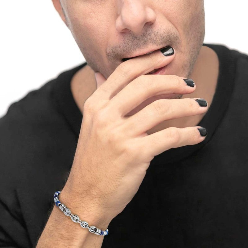 Bracciale con sodalite a rondelle e catena marine Marlù