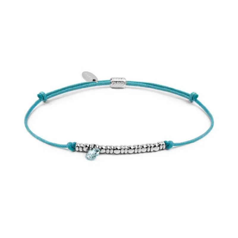 Bracciale cordino con elementi acciaio e zircone pendente Marlù